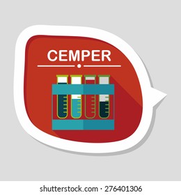 test tube flat icon with long shadow