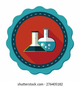 test tube flat icon with long shadow