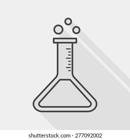 test tube flat icon with long shadow , line icon