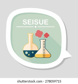 test tube flat icon with long shadow