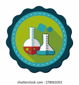 test tube flat icon with long shadow