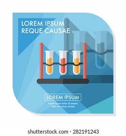 test tube flat icon with long shadow