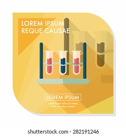 test tube flat icon with long shadow