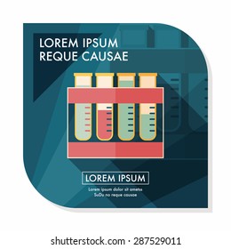 test tube flat icon with long shadow