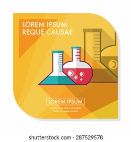test tube flat icon with long shadow