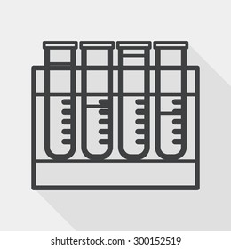 test tube flat icon with long shadow, line icon