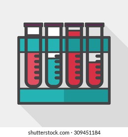 test tube flat icon with long shadow