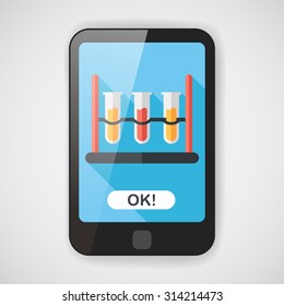 test tube flat icon with long shadow