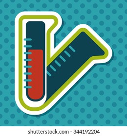 test tube flat icon with long shadow