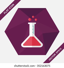 test tube flat icon with long shadow ,eps10