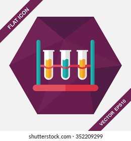 test tube flat icon with long shadow