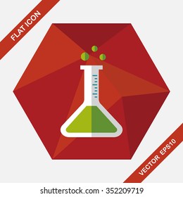 test tube flat icon with long shadow ,eps10