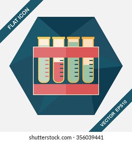 test tube flat icon with long shadow