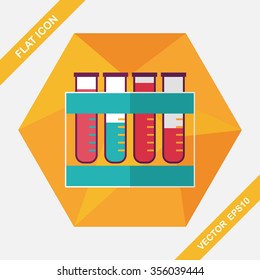test tube flat icon with long shadow