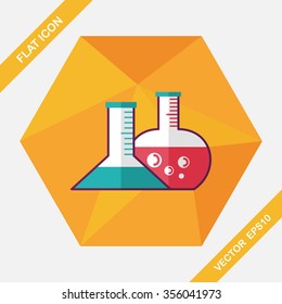 test tube flat icon with long shadow