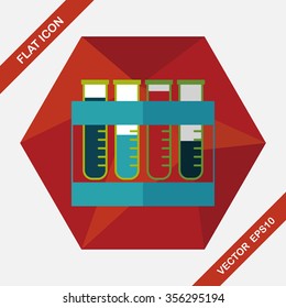 test tube flat icon with long shadow