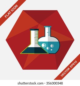 test tube flat icon with long shadow