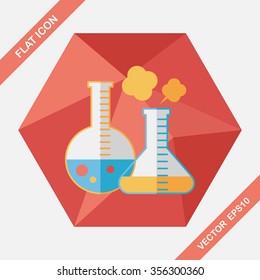test tube flat icon with long shadow
