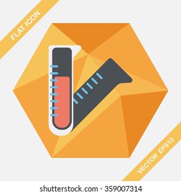 test tube flat icon with long shadow