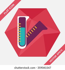 test tube flat icon with long shadow