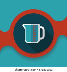test tube flat icon with long shadow