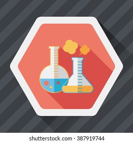 test tube flat icon with long shadow