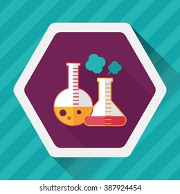 test tube flat icon with long shadow