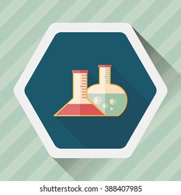 test tube flat icon with long shadow