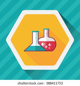 test tube flat icon with long shadow