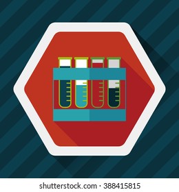 test tube flat icon with long shadow