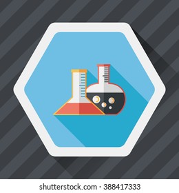 test tube flat icon with long shadow