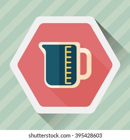 test tube flat icon with long shadow