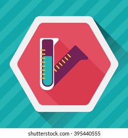 test tube flat icon with long shadow
