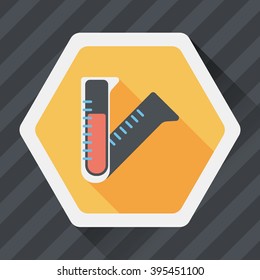 test tube flat icon with long shadow