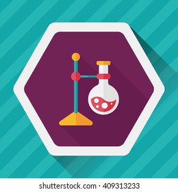 test tube flat icon with long shadow