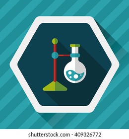 test tube flat icon with long shadow