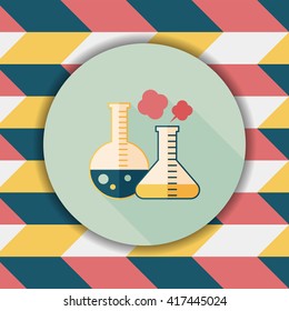 test tube flat icon with long shadow