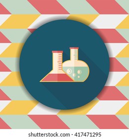 test tube flat icon with long shadow