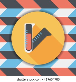 test tube flat icon with long shadow