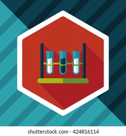 test tube flat icon with long shadow
