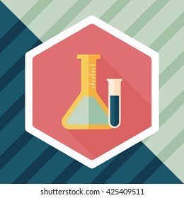 test tube flat icon with long shadow,eps10