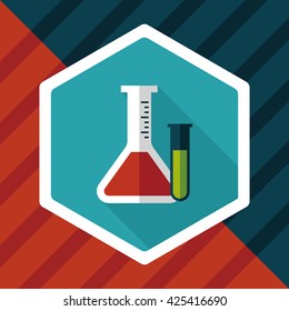 test tube flat icon with long shadow,eps10