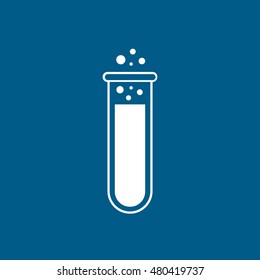 Test Tube Flat Icon On Blue Background