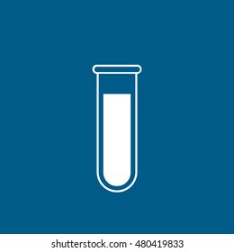 Test Tube Flat Icon On Blue Background