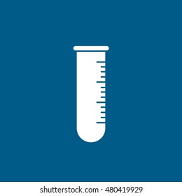 Test Tube Flat Icon On Blue Background