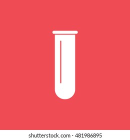 Test Tube Flat Icon On Red Background