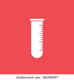 Test Tube Flat Icon On Red Background