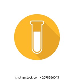 Test tube flat icon with shadow