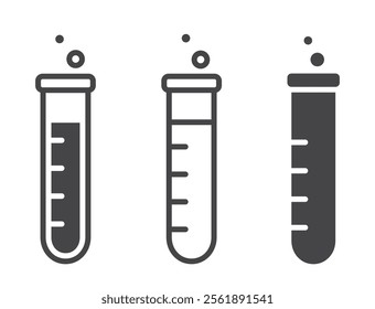 test tube flat and line icons. medical and microbiology laboratory symbols. isolated vector images in simple style