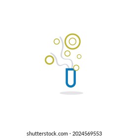 ícono de vector de tubo de ensayo con delineado plano y blanco